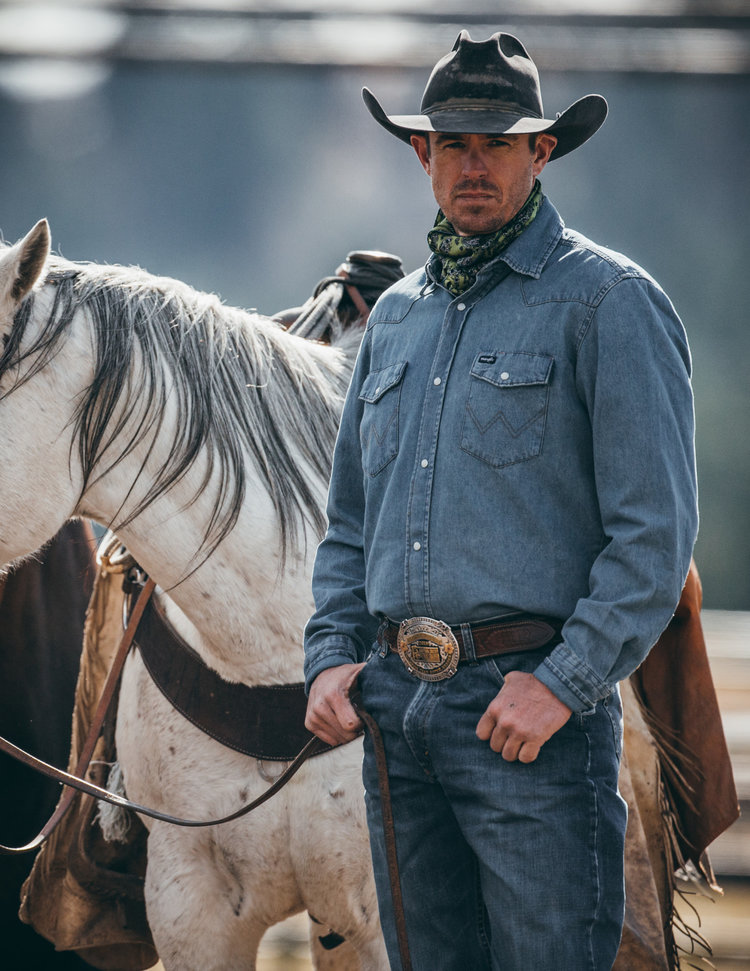 Wrangler Cowboy Cut Denim Shirt Stonewash