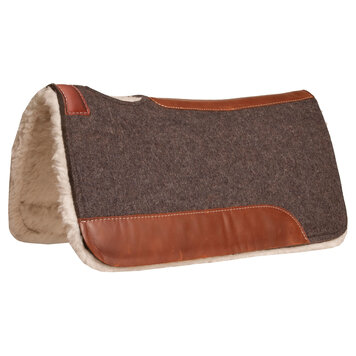 Mustang 1" Blue Horse Contoured Pressed Wool Pad  Fleece Bottom