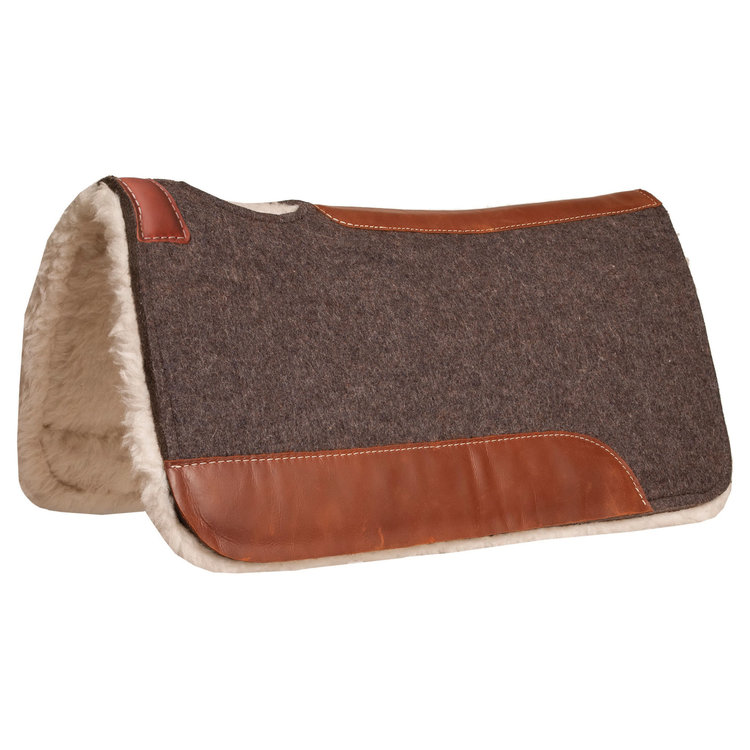 Mustang 1" Blue Horse Contoured Pressed Wool Pad  Fleece Bottom