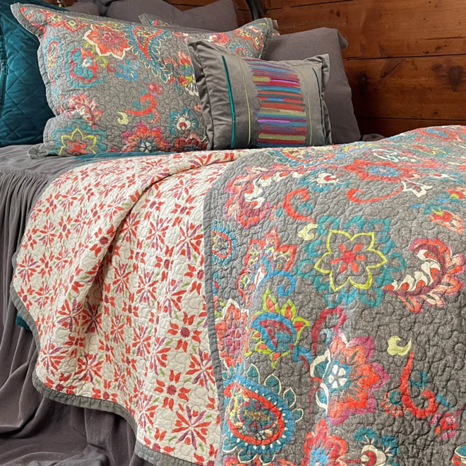 Abbie Western Paisley Quilt Set Teal Twin