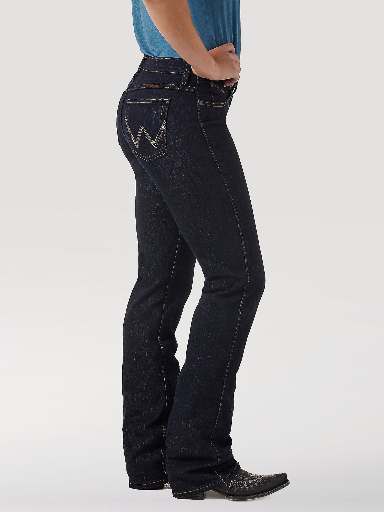 Product Name: Wrangler Women's Light Wash Destructed Loose Flare Jeans