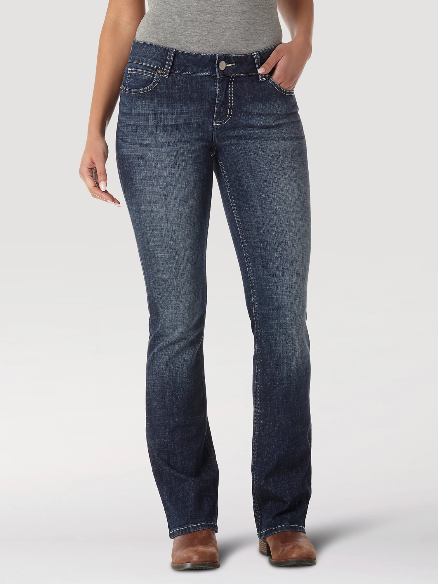 Wrangler high rise bootcut jeans in dark blue