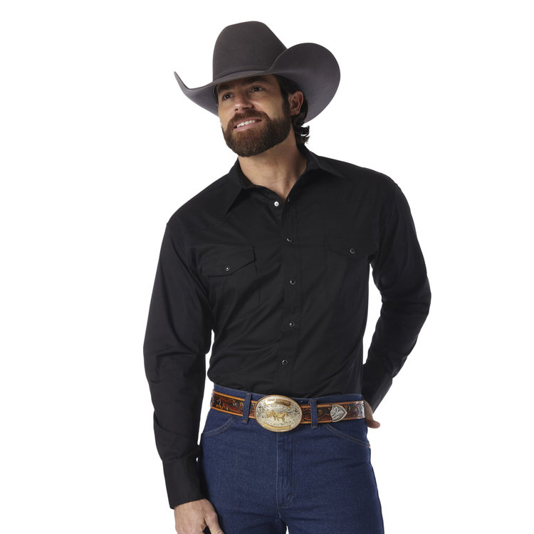 Wrangler Western Snap Shirt Broadcloth Black
