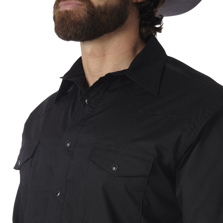 Wrangler Western Snap Shirt Broadcloth Black