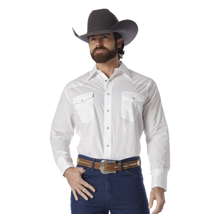 Wrangler Western Snap Shirt Broadcloth White