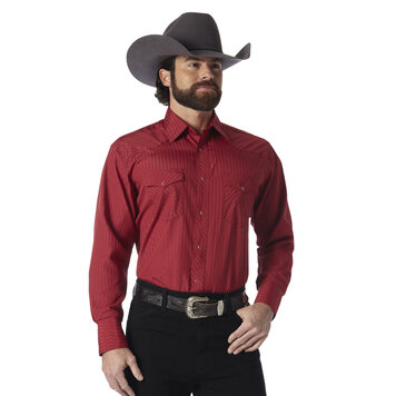 Wrangler Western Snap Dobby Stripe Shirt Wine