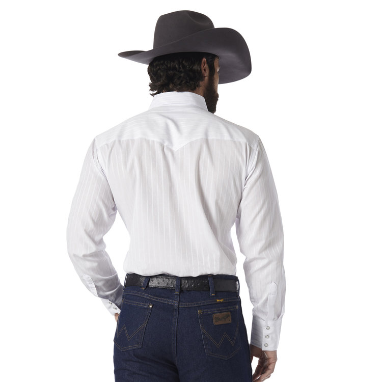 Wrangler Western Snap Dobby Stripe Shirt White
