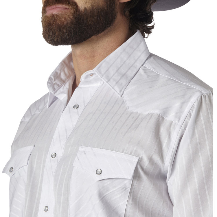Wrangler Western Snap Dobby Stripe Shirt White
