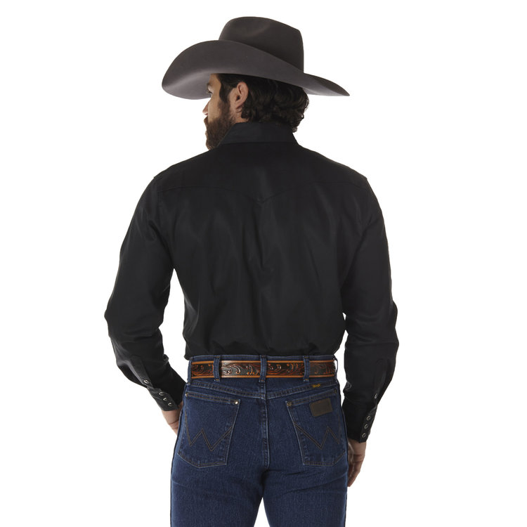 Wrangler Cowboy Cut Firm Finish Snap Work Shirt Black