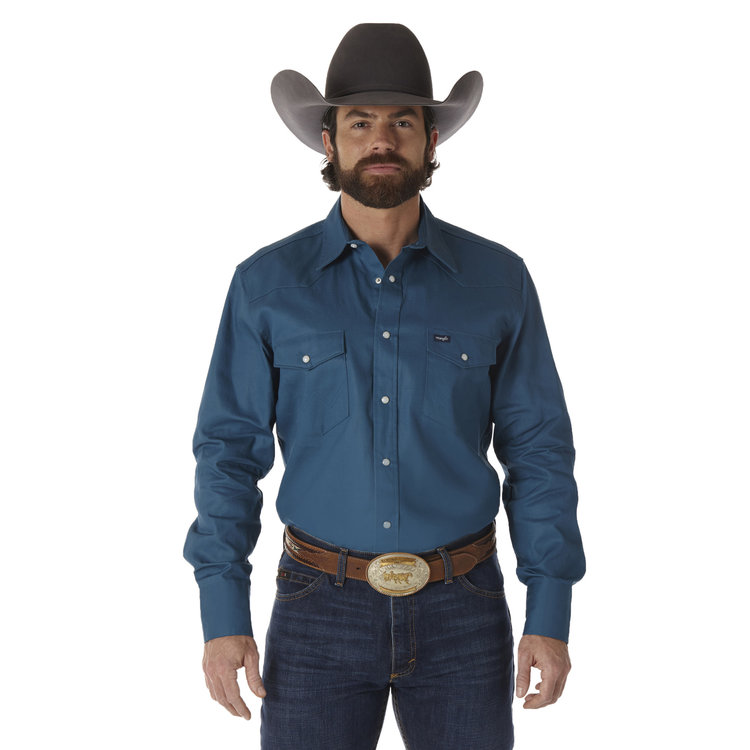 Wrangler Cowboy Cut Firm Finish Snap Work Shirt Dark Teal
