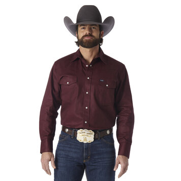 Wrangler Cowboy Cut Firm Finish Snap Work Shirt Deep Red