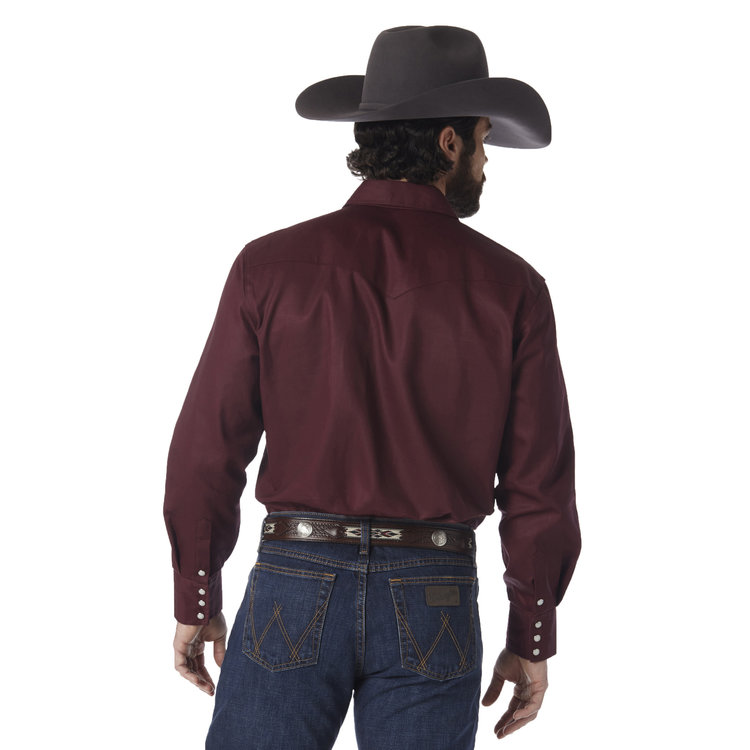 Wrangler Cowboy Cut Firm Finish Snap Work Shirt Deep Red