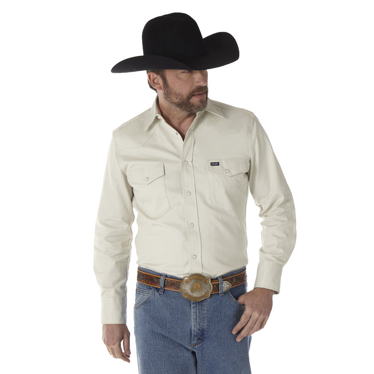 Wrangler Cowboy Cut Firm Finish Snap Work Shirt Stone