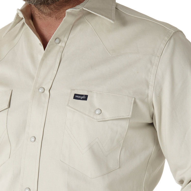 Wrangler Cowboy Cut Firm Finish Snap Work Shirt Stone