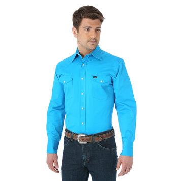 Wrangler Advanced Comfort Cowboy Cut Workshirt Blue