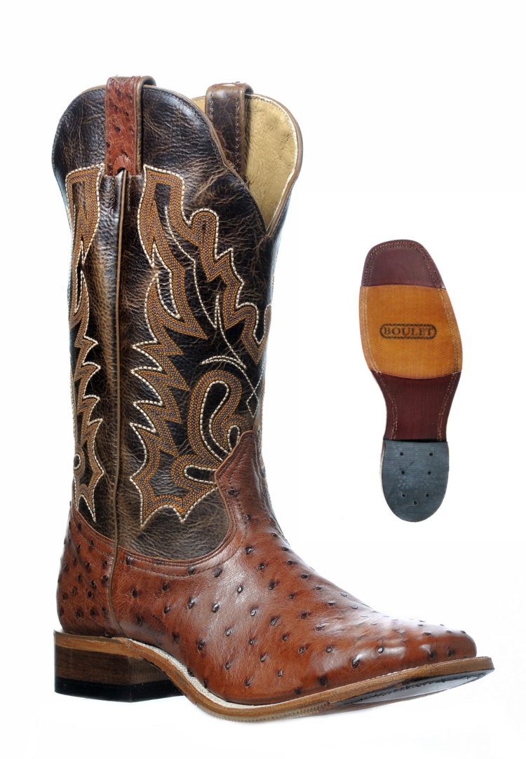 Boulet Kango Tabac Ostrich Square Toe Boot