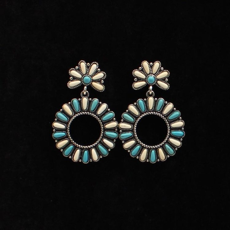 Blazin Roxx Antique Ivory & Turquoise Earrings