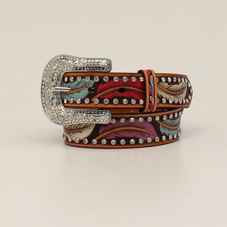 Angel Ranch Feathers & Stones Tan Belt