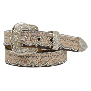 Angel Ranch Tan Lace & Beaded Overlay Belt