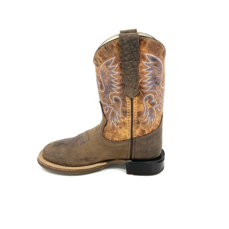 Old West Chidrens Broad Round Toe Boot Brown