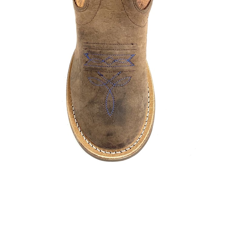 Old West Chidrens Broad Round Toe Boot Brown