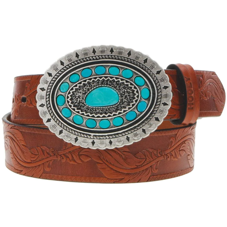 HOOey "Sioux" Ladies Belt with Turquoise Rodeo Buckle