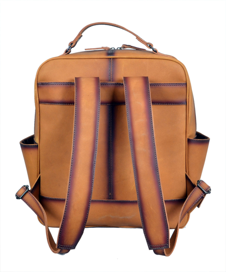 Rafter T Ranch Co Backpack Leopard with Teak Leather 16"x14"