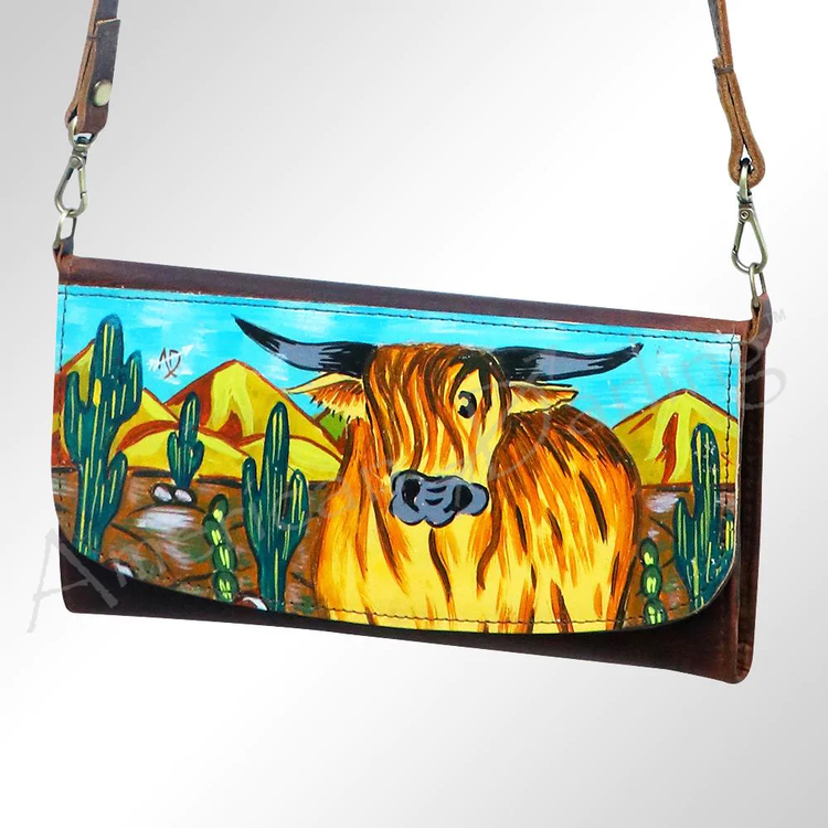 American Darling Painted Longhorn Crossbody Wallet