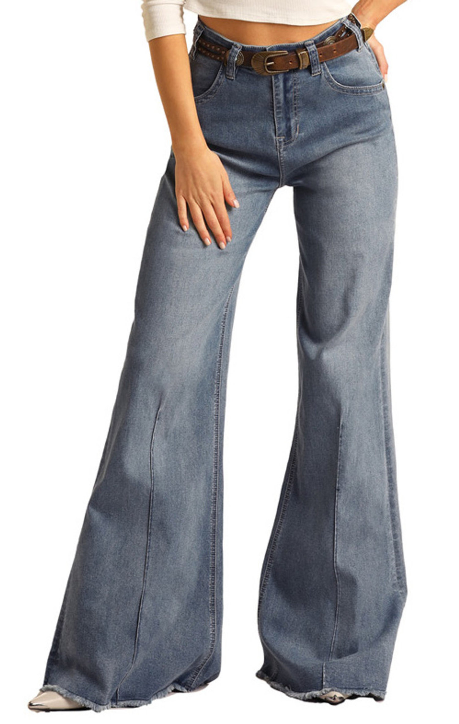 High Rise Extra Stretch Denim Palazzo Flare Jeans - Frontier Western Shop