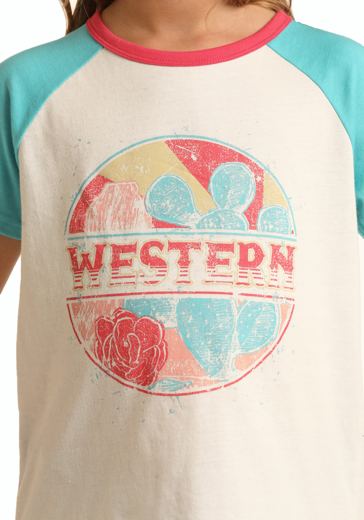 Rock & Roll Denim Western Cactus Graphic Tee White