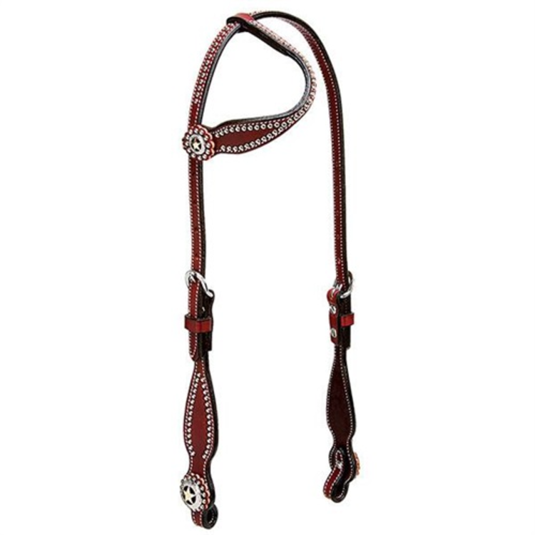 Weaver Leather Texas Star Sliding Ear Headstall Chestnut