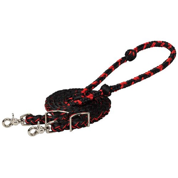 Weaver Leather Braided Polyester Barrel Rein Black Red