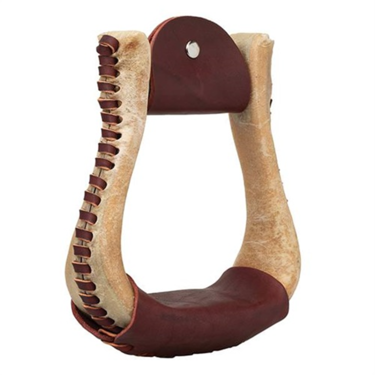Weaver Leather 3" Rawhide Covered Cutter Stirrups Burgundy
