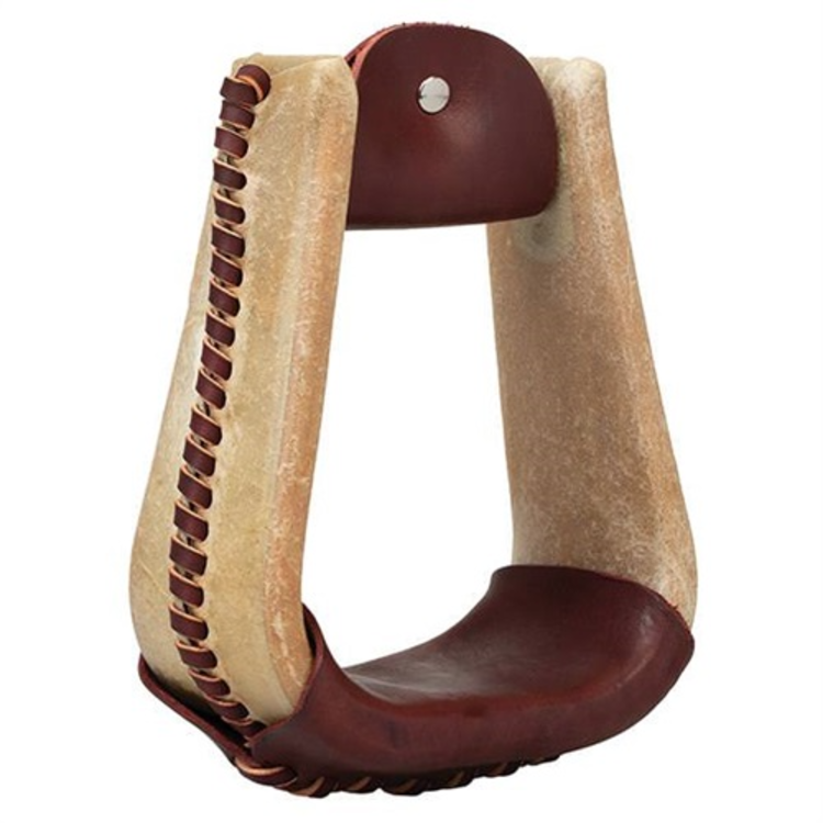 Weaver Leather 3" Rawhide Covered Deep Roper Stirrups Burgundy