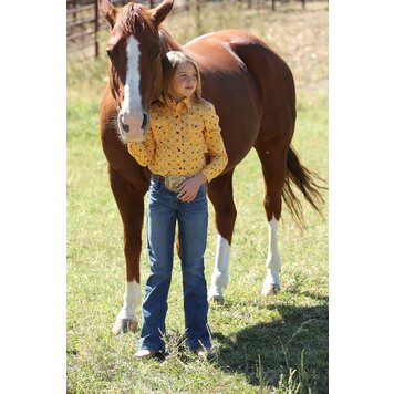 Cruel Denim Geometric Print Western Shirt Gold