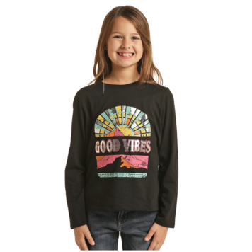 Rock & Roll Denim Good Vibes Graphic LS Tee Black