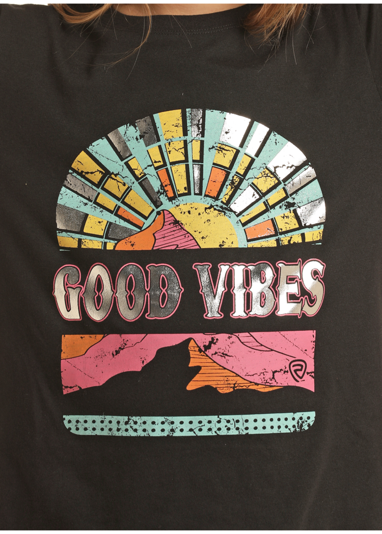 Rock & Roll Denim Good Vibes Graphic LS Tee Black
