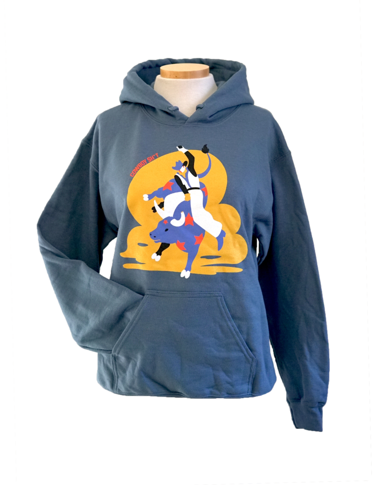 Cowboy Sh*t Bull Rider Hoodie Indigo Blue