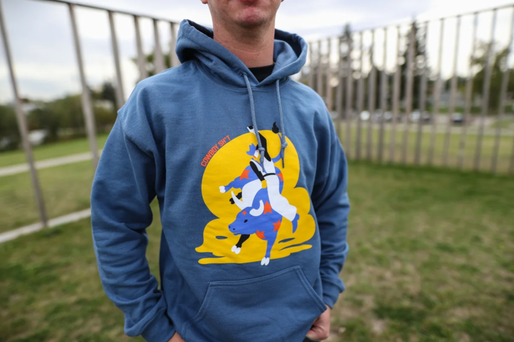 Cowboy Sh*t Bull Rider Hoodie Indigo Blue