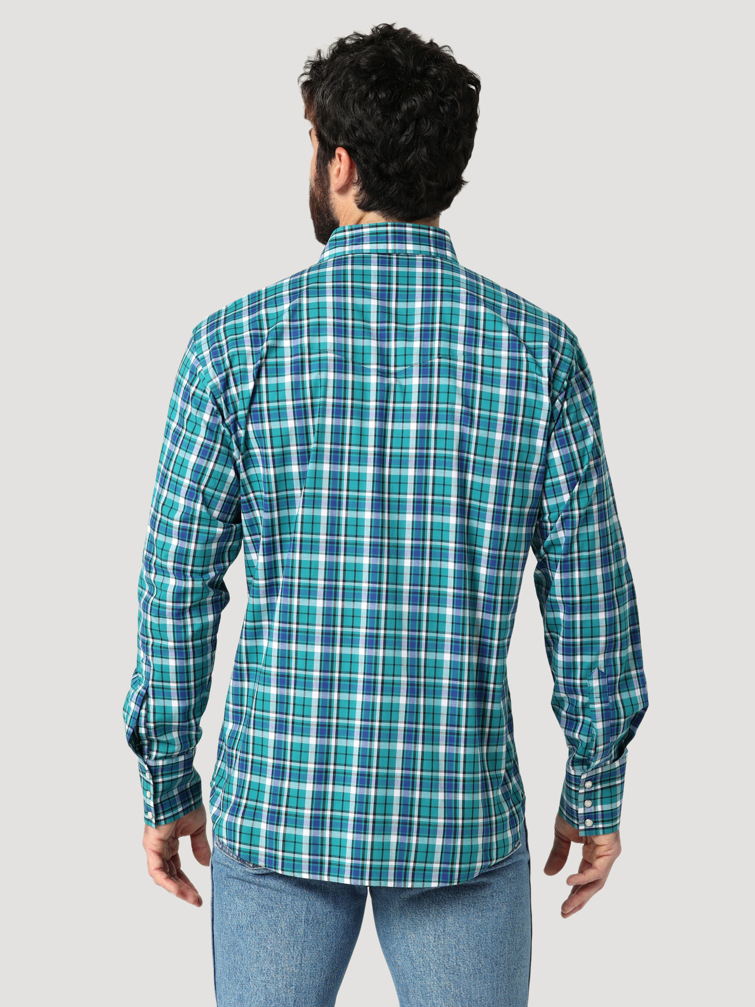 Wrangler Wrinkle Resist Relaxed Fit Shirt Teal - Frontier Western Shop