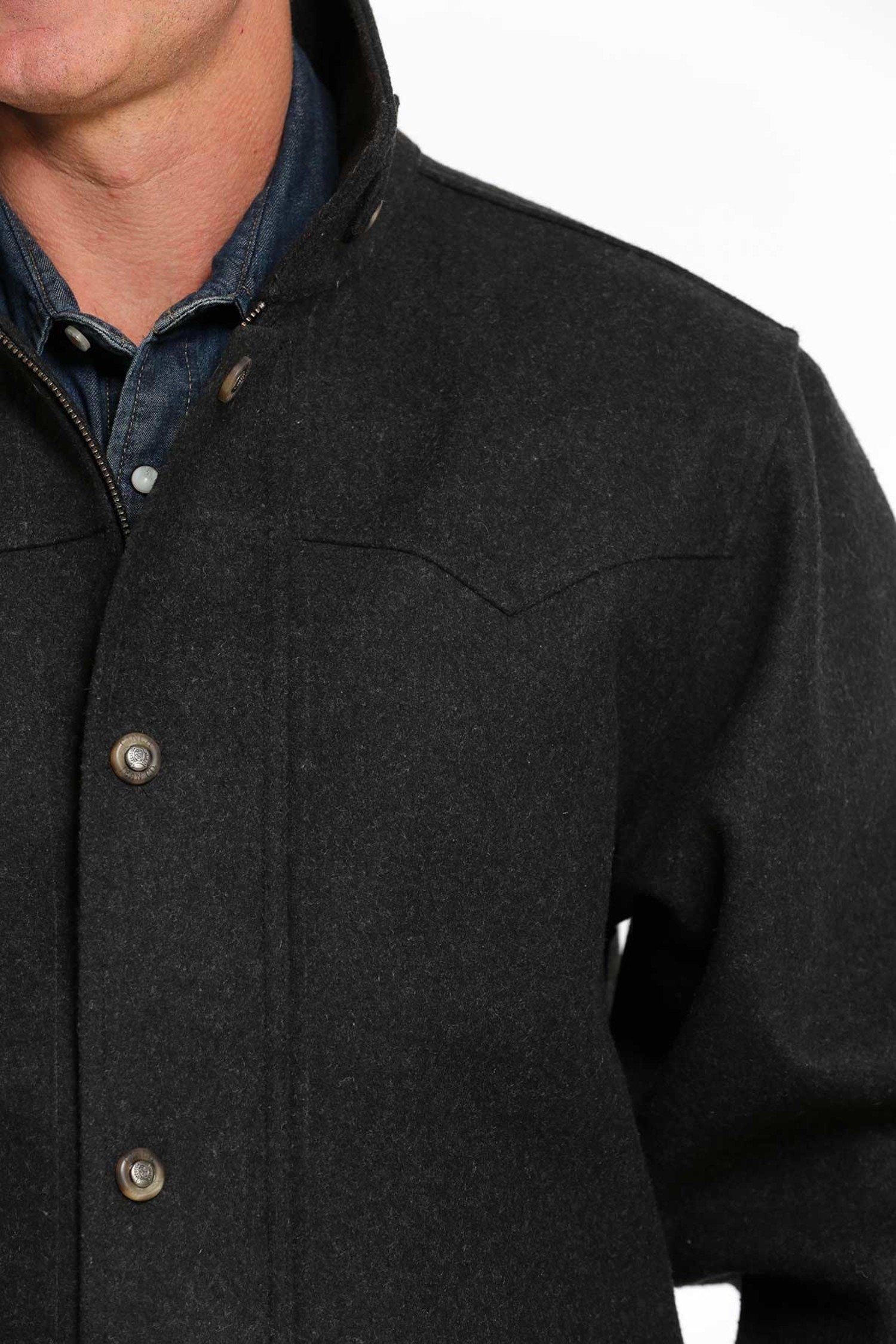 Coated Wool Chore Jacket - Charcoal