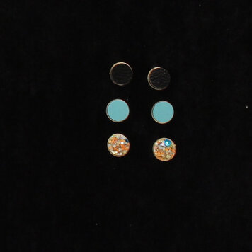 Blazin Roxx Black Turquoise Glitter Studs Set
