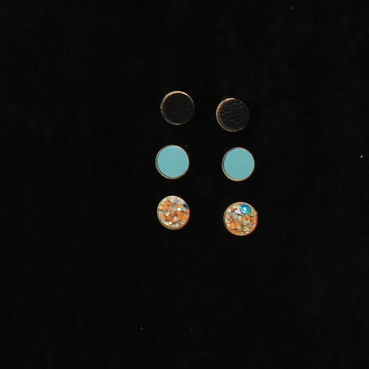 Blazin Roxx Black Turquoise Glitter Studs Set
