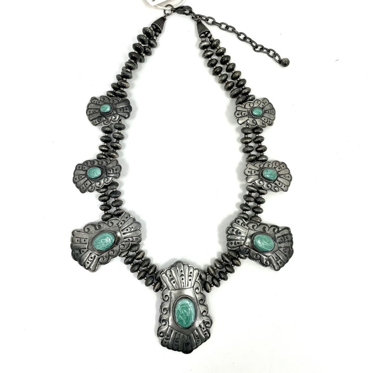 B-Elegant Concho Squash Blossom Necklace