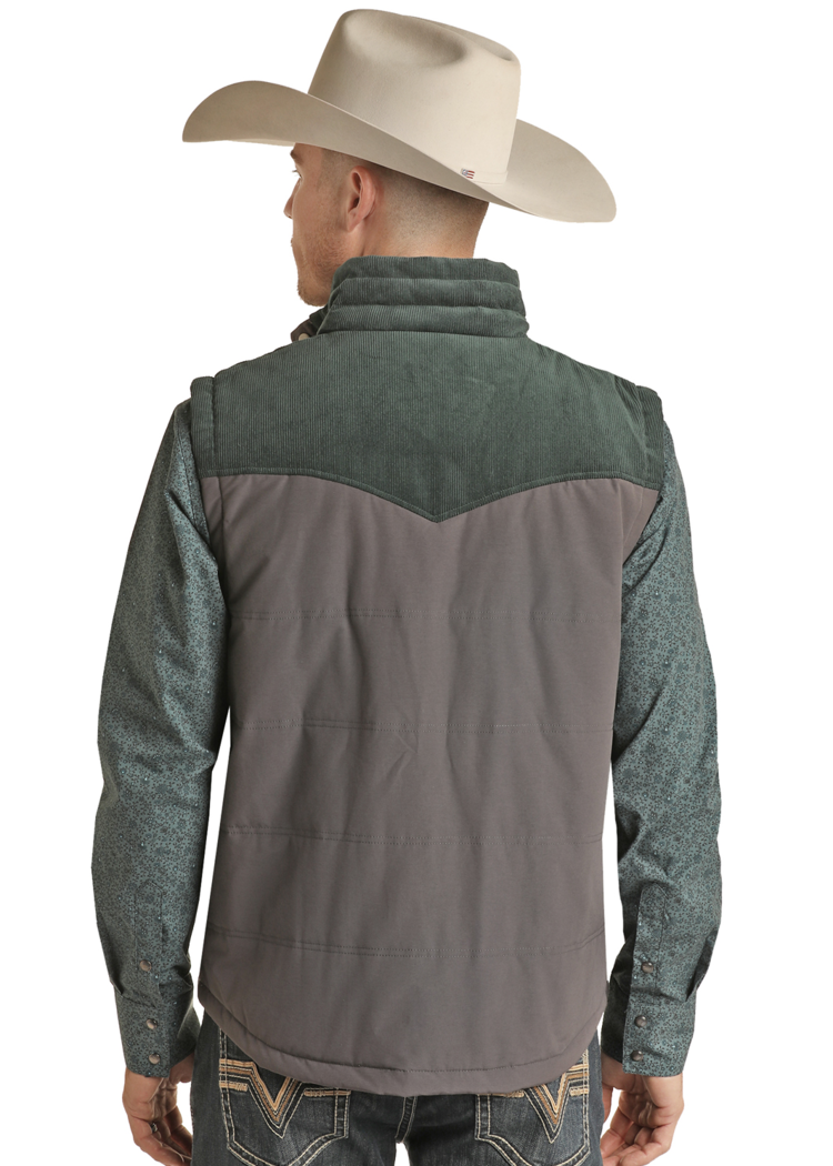 Rock & Roll Denim Nylon and Cord Poly Fill Vest Teal