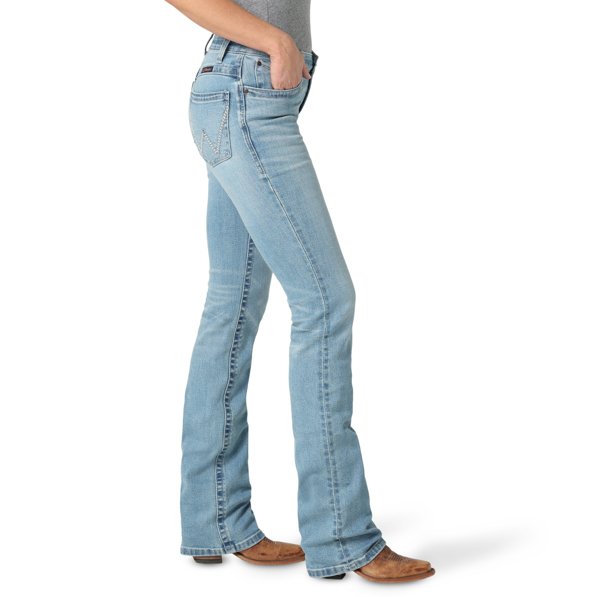 Wrangler high rise wide barrel jeans in mid wash blue