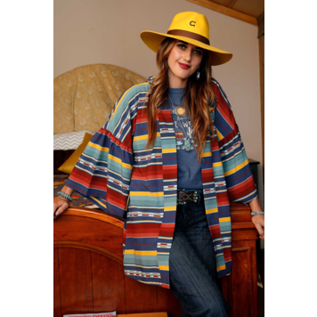 Cruel Denim Southwestern Printed Kimono Turquoise Red