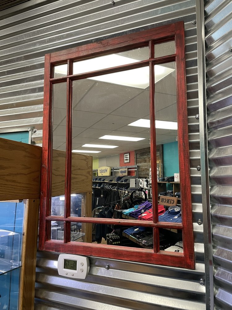 Frontier Handmade Red Window Mirror 37” x 27”