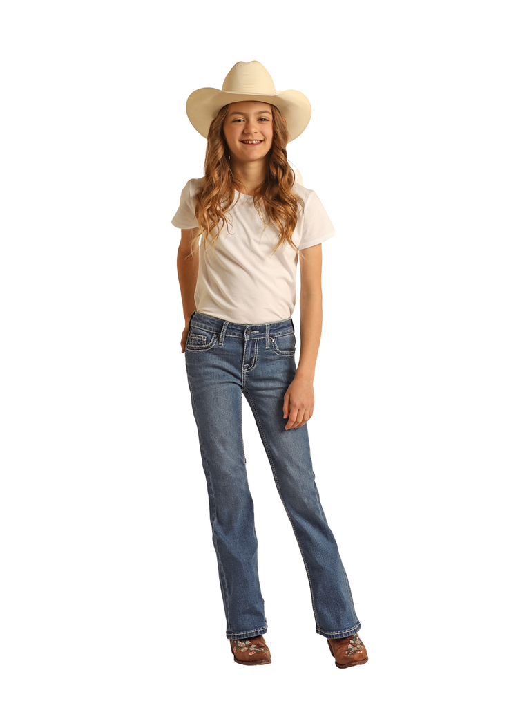 Rock & Roll Denim Cowhide Embroidered Bootcut Medium Vintage