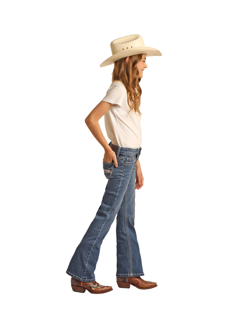 Rock & Roll Denim Cowhide Embroidered Bootcut Medium Vintage